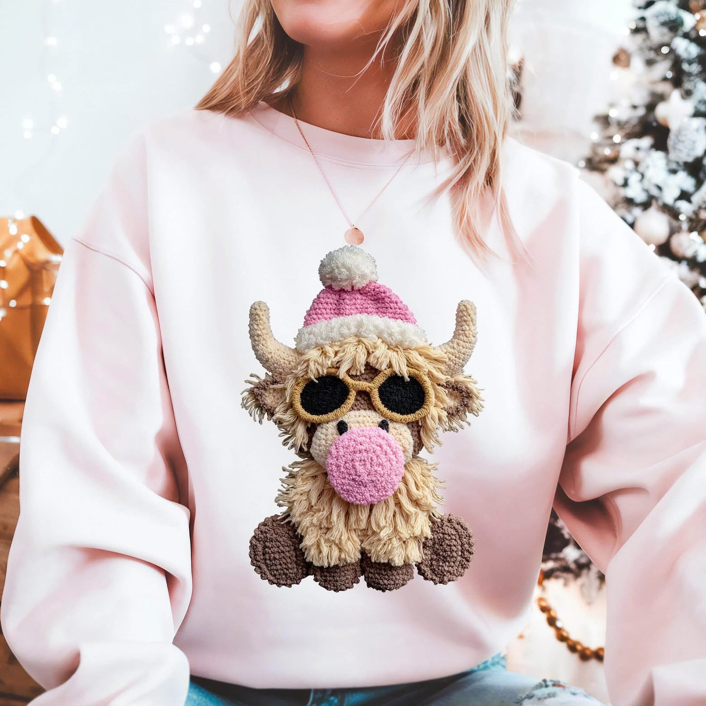 Faux Yarn Bubble Cow